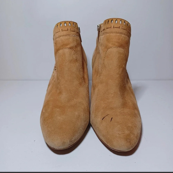 Vince Camuto Brown Suede Heeled Leather Zip Ankle Booties Size W 11M (148 Box 18 - Picture 5 of 11